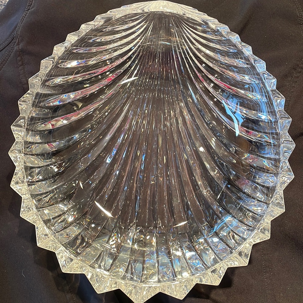 Waterford Crystal clamshell serving bowel.  Vintage, never used